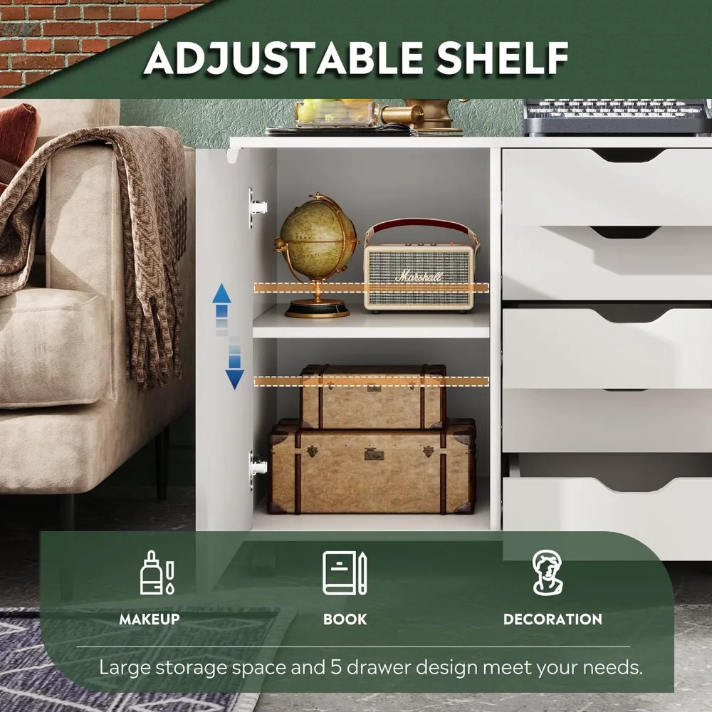 Close-up of interior storage: adjustable shelves and drawer layout